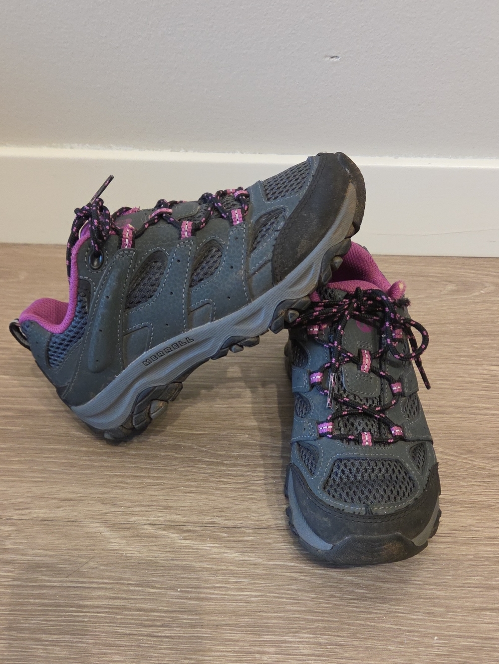 Merrell Youth Grey and Pink Trail Sneakers